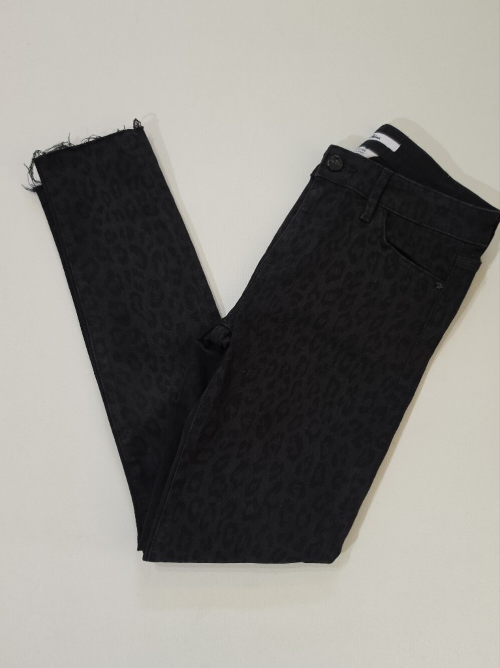 Sam Edelman The Kitten Mid Rise‎ Skinny Jeans Womens Size 27 Black Leopard Print